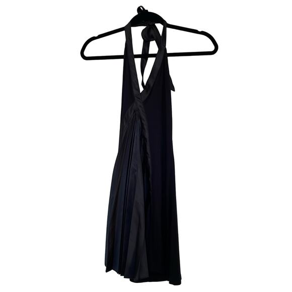 NWT house of dereon pleated black halter tie neck dress - Picture 2 of 6